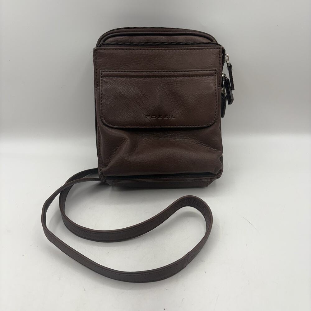 Genuine Vintage FOSSIL Brown Leather Crossbody Purse‎ Handbag